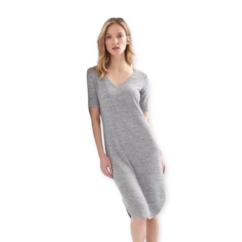 🔃Gap Light Gray V Neck Soft Spun Knit Midi Dress